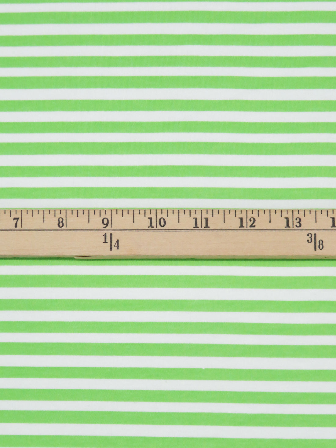 Soft Lime/White Cotton/Lycra Horizontal Stripe Print Jersey Knit 56W