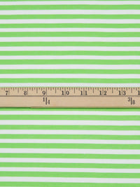 Soft Lime/White Cotton/Lycra Horizontal Stripe Print Jersey Knit 56W