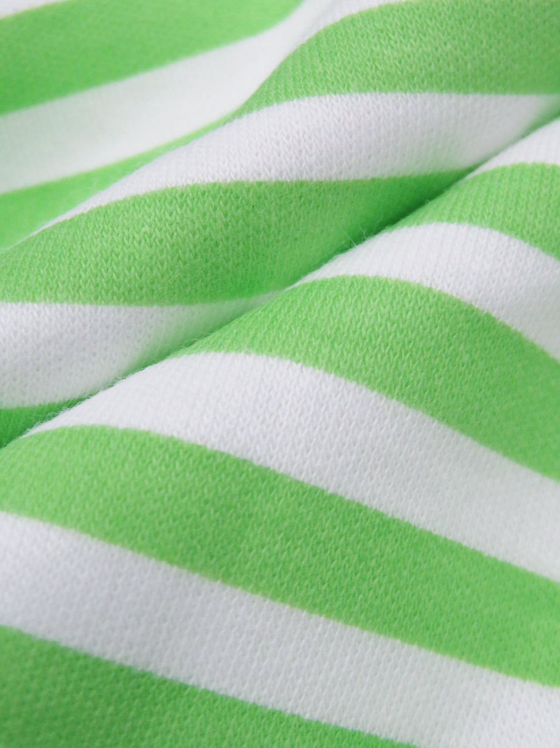 Soft Lime/White Cotton/Lycra Horizontal Stripe Print Jersey Knit 56W