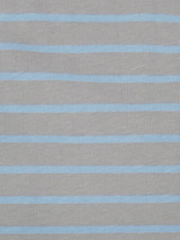 Steel Gray/Carolina Blue 100% Cotton Horizontal Stripe Weave Jersey Knit 70W