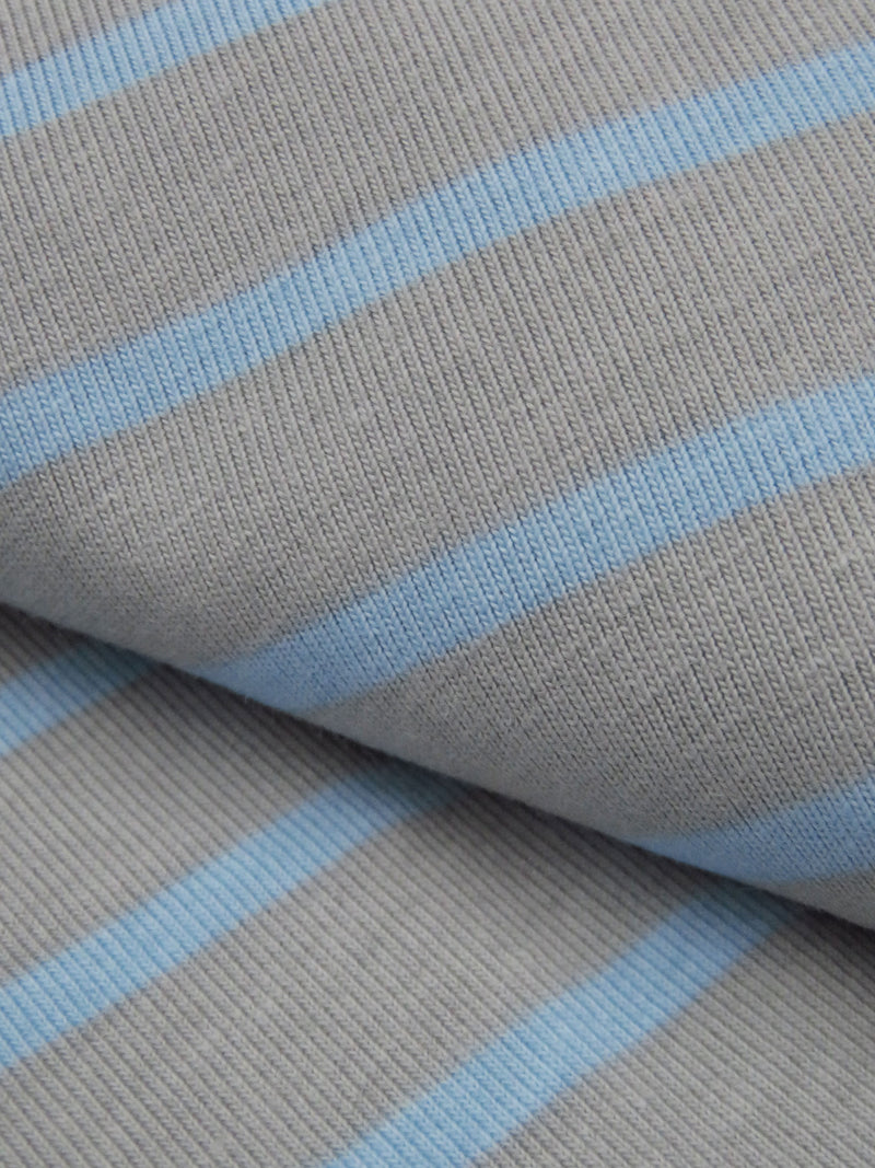 Steel Gray/Carolina Blue 100% Cotton Horizontal Stripe Weave Jersey Knit 70W