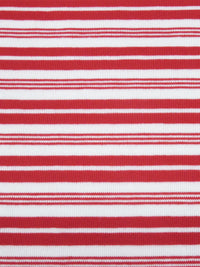 Candy Red/White Cotton/Polyester Horizontal Multi Stripe Weave Jersey Knit 58W