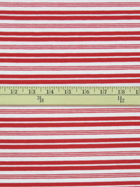 Candy Red/White Cotton/Polyester Horizontal Multi Stripe Weave Jersey Knit 58W