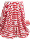 Candy Red/White Cotton/Polyester Horizontal Multi Stripe Weave Jersey Knit 58W