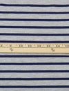 Heathered Pewter Gray/Navy Cotton/Polyester Horizontal Stripe Interlock Knit 58W