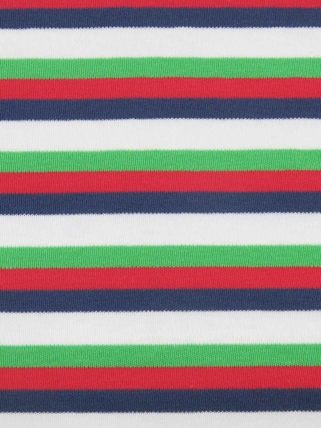 Kelly Green/Colonial Blue/Cherry Red/White Cotton/Polyester/Lycra Horizontal Stripe Jersey Knit 60W