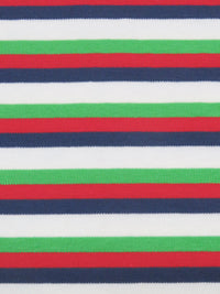 Kelly Green/Colonial Blue/Cherry Red/White Cotton/Polyester/Lycra Horizontal Stripe Jersey Knit 60W