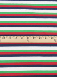 Kelly Green/Colonial Blue/Cherry Red/White Cotton/Polyester/Lycra Horizontal Stripe Jersey Knit 60W