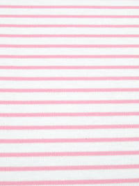 White/Cherry Blossom Pink Cotton/Polyester/Lycra Horizontal Stripe Jersey Knit 58W