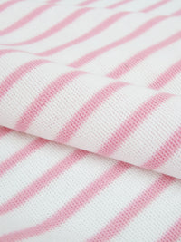 White/Cherry Blossom Pink Cotton/Polyester/Lycra Horizontal Stripe Jersey Knit 58W