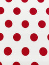 White/Crimson Red 100% Cotton Polka Dot Print Interlock Knit 58W