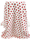 White/Crimson Red 100% Cotton Polka Dot Print Interlock Knit 58W