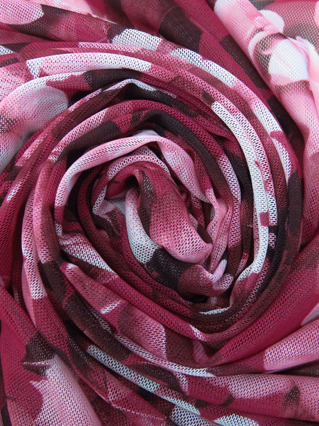 Claret/Light Pink/White/Multi Nylon/Lycra Floral Print Mesh Knit - NY Designer - 56W