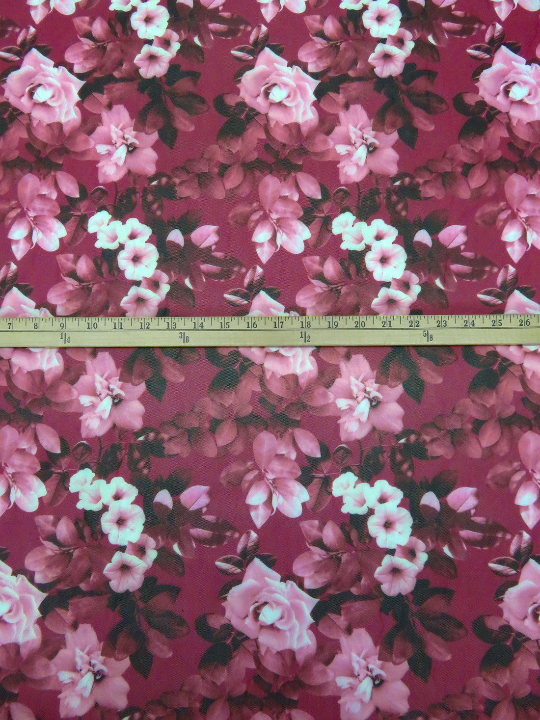 Claret/Light Pink/White/Multi Nylon/Lycra Floral Print Mesh Knit - NY Designer - 56W