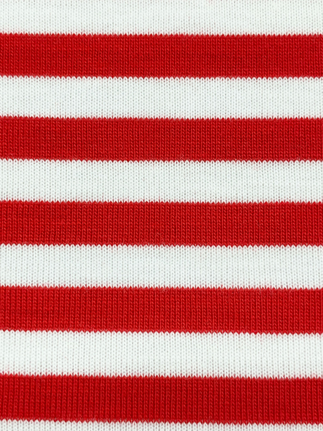 Red/White Cotton/Polyester Yarn-Dyed Horizontal Stripe Jersey Knit 58W