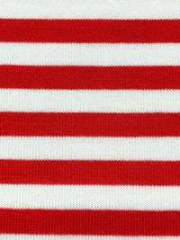 Red/White Cotton/Polyester Yarn-Dyed Horizontal Stripe Jersey Knit 58W