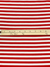 Red/White Cotton/Polyester Yarn-Dyed Horizontal Stripe Jersey Knit 58W