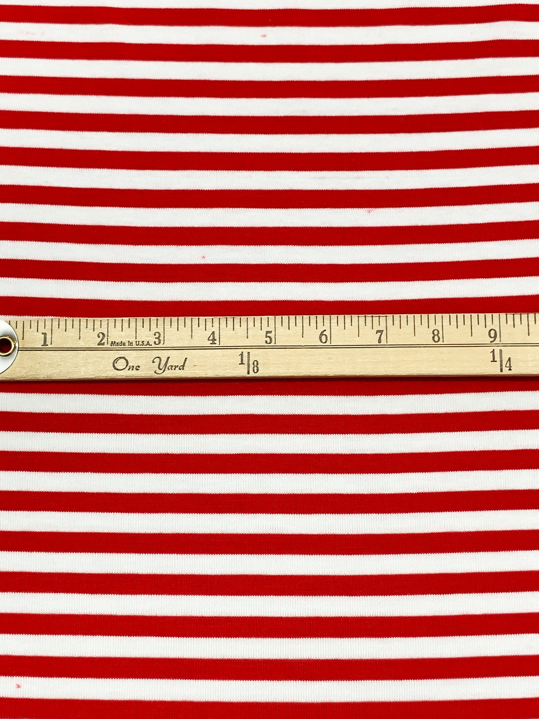 Red/White Cotton/Polyester Yarn-Dyed Horizontal Stripe Jersey Knit 58W