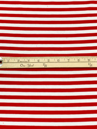 Red/White Cotton/Polyester Yarn-Dyed Horizontal Stripe Jersey Knit 58W