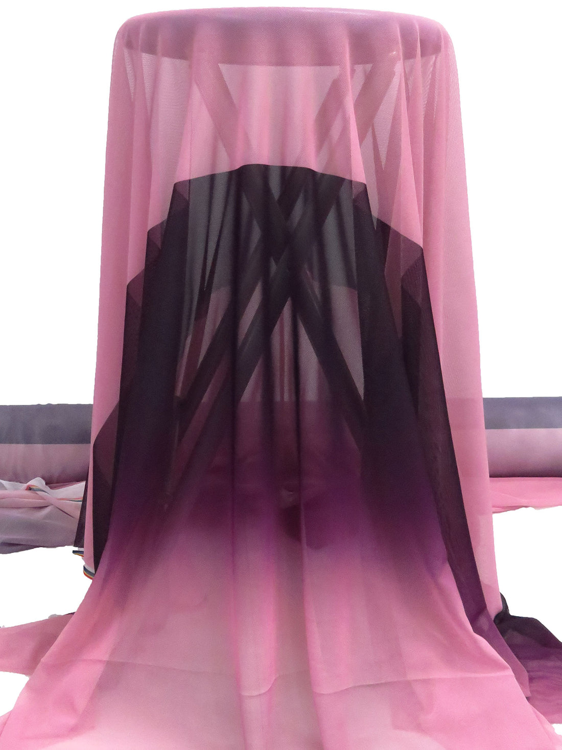 SOLD BY THE PANEL ONLY - Charm Pink/Byzantium/Midnight Indigo Nylon/Lycra Ombre Print Mesh Knit - NY Designer - 58W