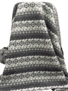 Charcoal/Off-White 100% Wool Horizontal Fair Isle Stripe Weave Heavy Sweater Knit 50W