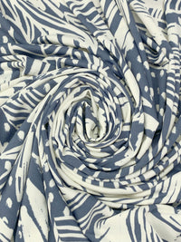 Slate Blue/Off-White Polyester/Lycra Floral Dot Print DTY Knit 59W