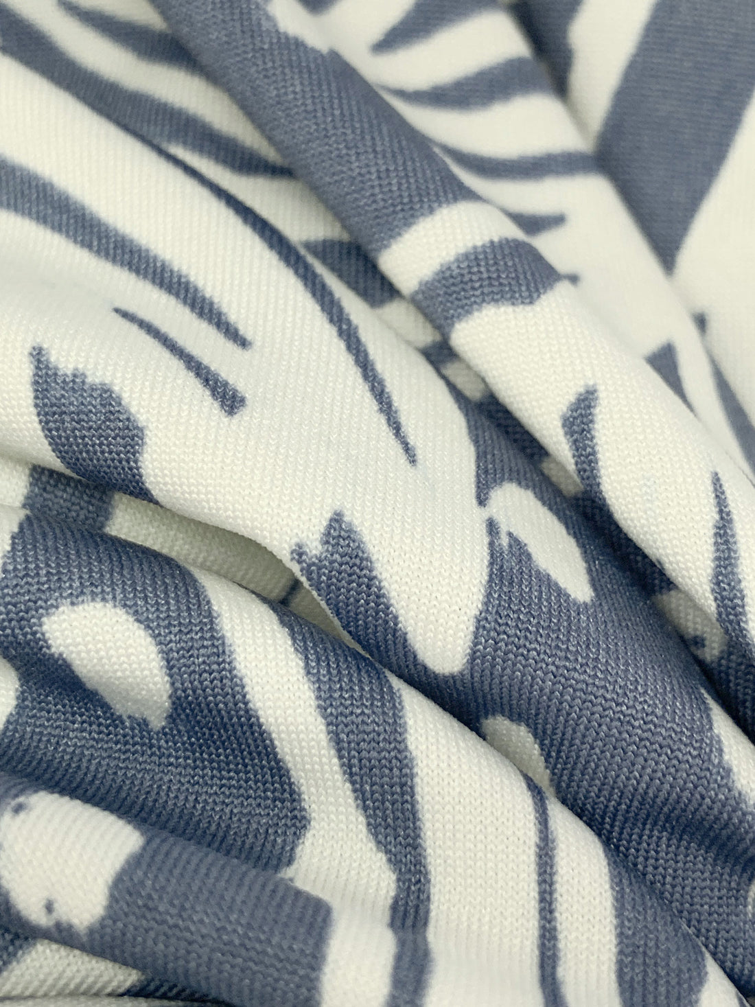 Slate Blue/Off-White Polyester/Lycra Floral Dot Print DTY Knit 59W