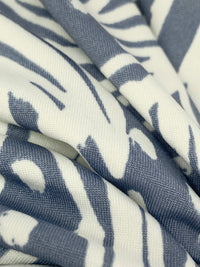 Slate Blue/Off-White Polyester/Lycra Floral Dot Print DTY Knit 59W