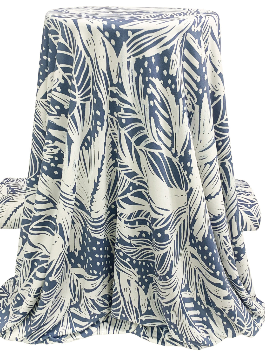 Slate Blue/Off-White Polyester/Lycra Floral Dot Print DTY Knit 59W