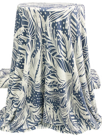Slate Blue/Off-White Polyester/Lycra Floral Dot Print DTY Knit 59W