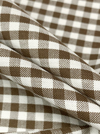 Earth Brown/White Polyester/Cotton Gingham Check Yarn-Dyed Shirting 54W