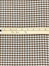 Earth Brown/White Polyester/Cotton Gingham Check Yarn-Dyed Shirting 54W