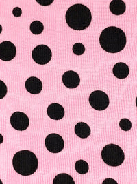 Cameo Pink/Black 100% Cotton Polka Dot Print Interlock Knit 54W