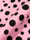 Cameo Pink/Black 100% Cotton Polka Dot Print Interlock Knit 54W