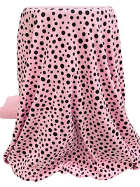 Cameo Pink/Black 100% Cotton Polka Dot Print Interlock Knit 54W