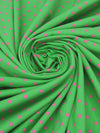 Kelly Green/Taffy Pink Cotton/Lycra Mini Polka Dot Print Jersey Knit 58W