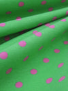 Kelly Green/Taffy Pink Cotton/Lycra Mini Polka Dot Print Jersey Knit 58W