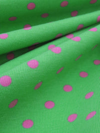 Kelly Green/Taffy Pink Cotton/Lycra Mini Polka Dot Print Jersey Knit 58W