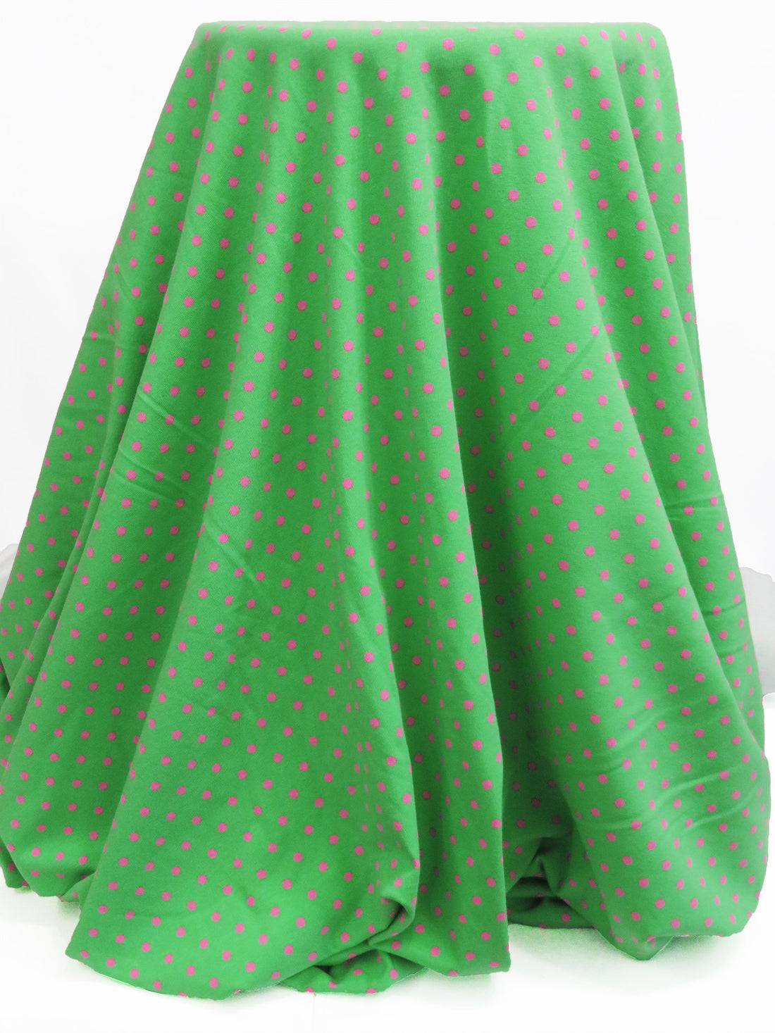 Kelly Green/Taffy Pink Cotton/Lycra Mini Polka Dot Print Jersey Knit 58W