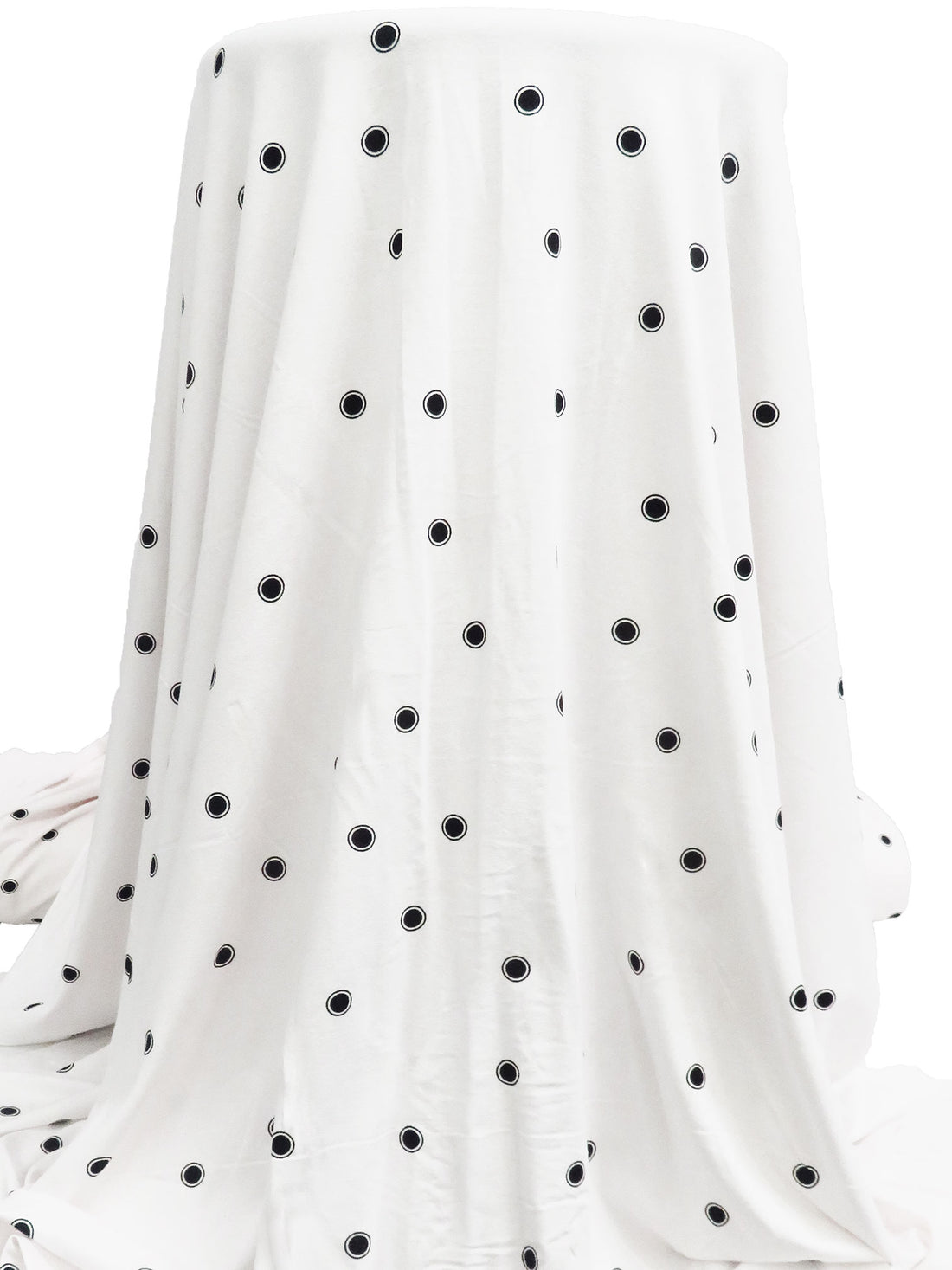 White/Black Rayon/Lycra Dot In Dot Print Jersey Knit 61W