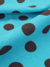 Caribbean Blue/Espresso Brown Cotton/Lycra Polka Dot Print Jersey Knit 58W