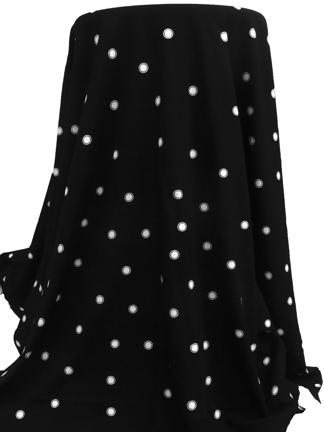 Black/White Rayon/Lycra Dot In Dot Print Jersey Knit 61W