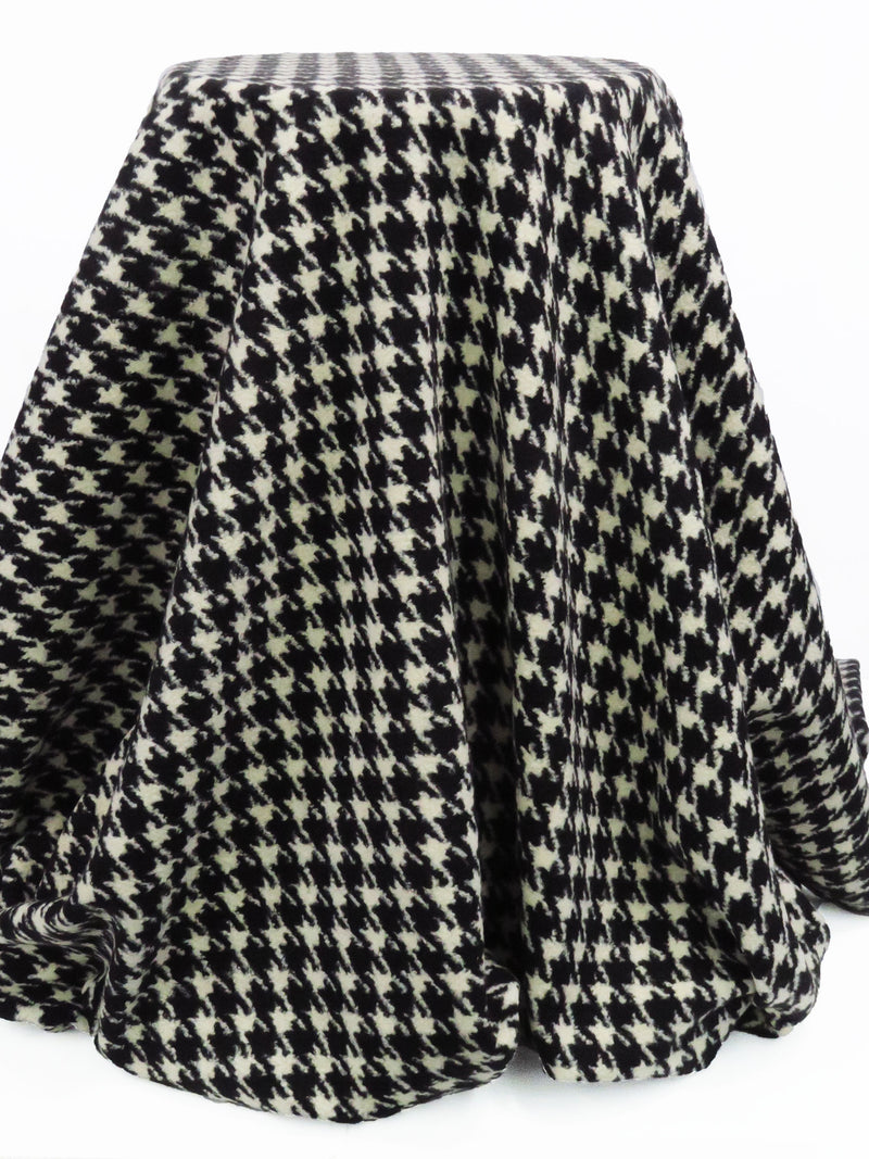 Barley Beige/Black Wool/Polyester Large Houndstooth Weave Coating 60W