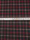 Dark Charcoal/Pale Taupe/Dark Red 100% Wool Plaid Weave Coating 60W