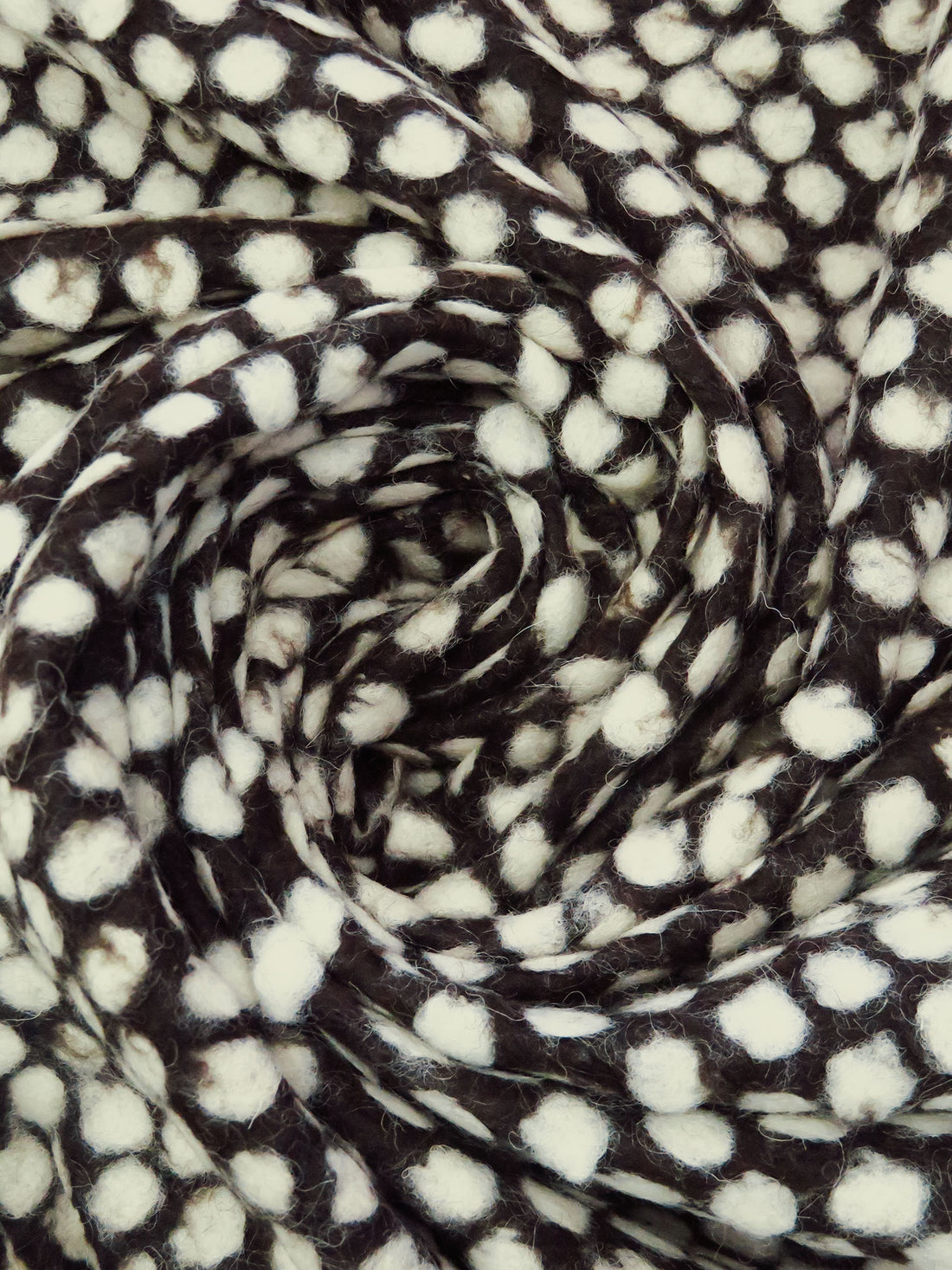 Dark Brown/Eggshell Wool/Nylon Felted Look Dot Weave Sweater Knit 60W