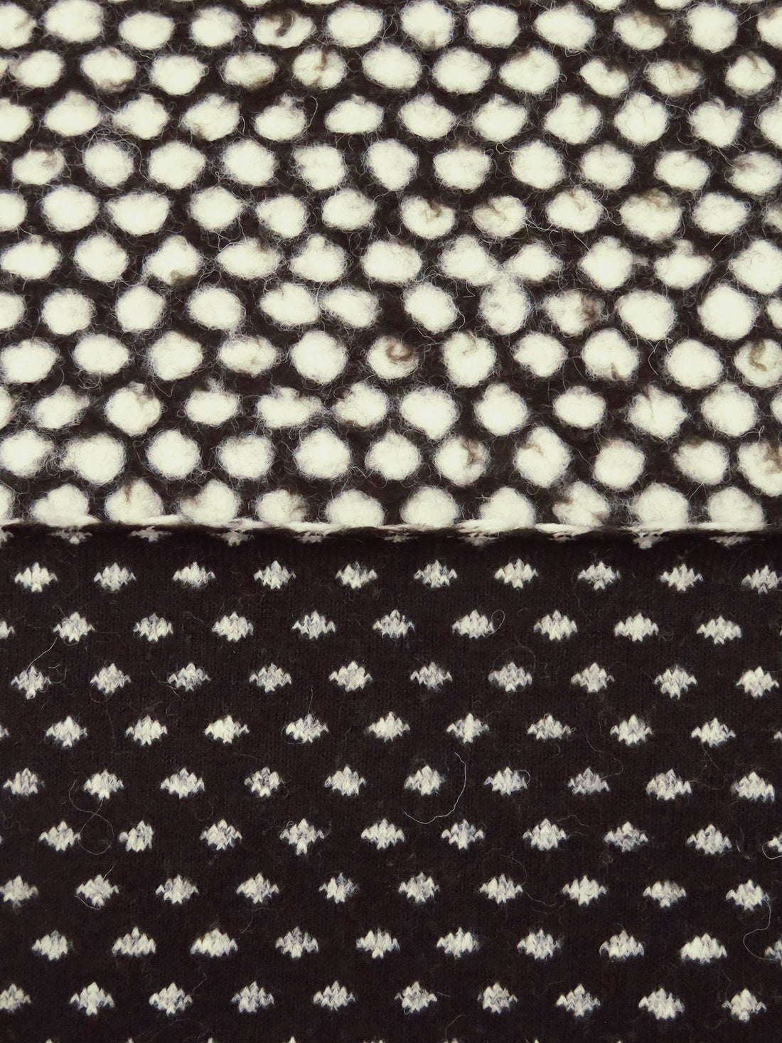 Dark Brown/Eggshell Wool/Nylon Felted Look Dot Weave Sweater Knit 60W