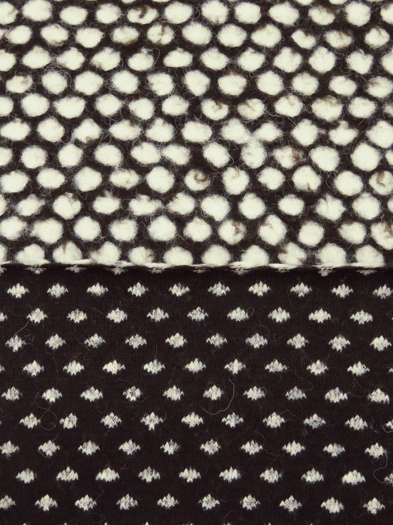 Dark Brown/Eggshell Wool/Nylon Felted Look Dot Weave Sweater Knit 60W