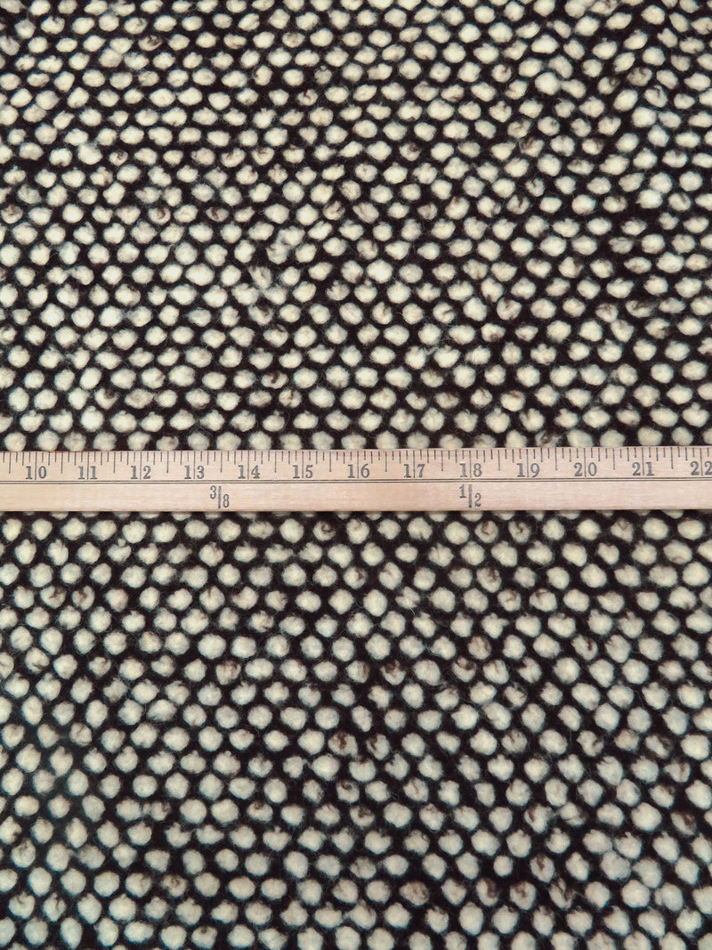 Dark Brown/Eggshell Wool/Nylon Felted Look Dot Weave Sweater Knit 60W