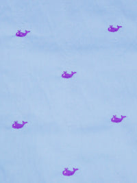 Carolina Blue/Bright Grape/White Cotton/Polyester Embroidered Whales On Twill 56W