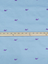 Carolina Blue/Bright Grape/White Cotton/Polyester Embroidered Whales On Twill 56W